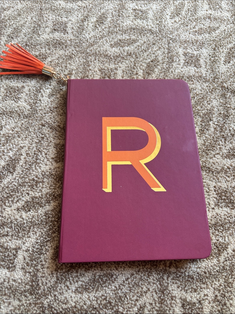 Opalhouse Burgundy Notebook with Orange Initial and Tassel